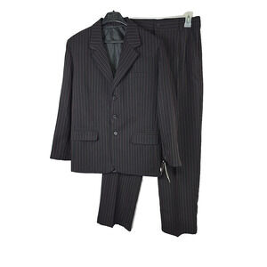 Vangogh Boys 3 PC Formal Dress Suit Black w/ Red Pinstripe size 14 - NWT